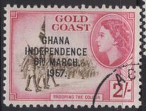 [Queen Elizabeth Stamps of 1952 of Gold Coast Overprinted "GHANA INDEPENDENCE 6TH.. MARCH, 1957", type B7]