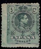 [King Alfonso XIII - Blue Control Numbers on Backside, tegund BG1]
