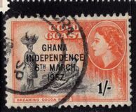 [Queen Elizabeth Stamps of 1952 of Gold Coast Overprinted "GHANA INDEPENDENCE 6TH.. MARCH, 1957", סוג B]