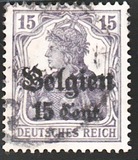 [German Empire Postage Stamps Surcharged "F and Cent" & Overprinted "Belgien", tip B5]