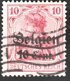 [German Empire Postage Stamps Surcharged "F and Cent" & Overprinted "Belgien", tip B4]