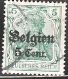 [German Empire Postage Stamps Surcharged "F and Cent" & Overprinted "Belgien", tip B2]