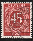 [1a edizione del Consiglio di controllo alleato - A Berlino e nella zona sovietica valido fino al 1948-07-31 - Filigrana: DEUTSCHE POST multipla, discendente , Scrivi A20]