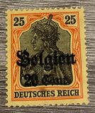 [German Empire Postage Stamps Surcharged "F and Cent" & Overprinted "Belgien", type B7]