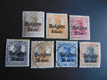 [German Empire Postage Stamps Surcharged "F and Cent" & Overprinted "Belgien", Вид B]