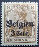 [German Empire Postage Stamps Surcharged "Fr. and C." or "Centimes" & Overprinted "Belgien", type A]