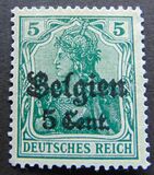 [German Empire Postage Stamps Surcharged "Fr. and C." or "Centimes" & Overprinted "Belgien", type A1]