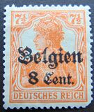 [German Empire Postage Stamps Surcharged "F and Cent" & Overprinted "Belgien", 유형 B3]