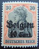 [German Empire Postage Stamps Surcharged "F and Cent" & Overprinted "Belgien", 유형 B9]