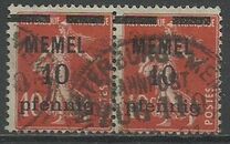 [French Postage Stamps Overprinted "MEMEL" and Surcharged, type B1]