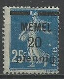 [French Postage Stamps Overprinted "MEMEL" and Surcharged, type B2]