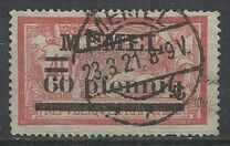 [French Postage Stamps Overprinted "MEMEL" and Surcharged, type B6]