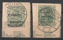 [German Empire Postage Stamps Overprinted "PLÉBISCITE - OLSZTYN / ALLENSTEIN", Tipe A6]