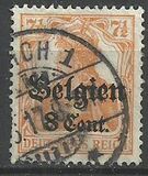 [German Empire Postage Stamps Surcharged "F and Cent" & Overprinted "Belgien", type B3]