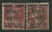[French Postage Stamps Overprinted "MEMEL" and Surcharged, Typ B4]