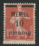 [French Postage Stamps Overprinted "MEMEL" and Surcharged, Typ B1]