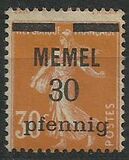 [French Postage Stamps Overprinted "MEMEL" and Surcharged, Typ B3]