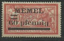 [French Postage Stamps Overprinted "MEMEL" and Surcharged, Typ B6]