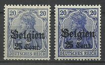 [German Empire Postage Stamps Surcharged "F and Cent" & Overprinted "Belgien", סוג B8]