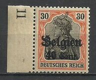[German Empire Postage Stamps Surcharged "F and Cent" & Overprinted "Belgien", סוג B9]