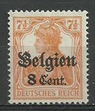 [German Empire Postage Stamps Surcharged "F and Cent" & Overprinted "Belgien", type B3]
