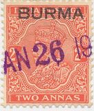 [India Postage Stamps Overprinted "BURMA", प्रकार A1]