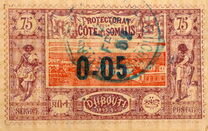 [Obock Postage Stamp Handstamped/Surcharged, type M]