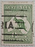 [Serie corriente. Mapa de Australia y canguro., tipo A]