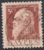 [The 90th Anniversary of the Birth of Prince Luitpold - Type I: Small 9 and no Foot on 1 in "1911". Type II: Large 9 and Foot on 1 in "1911", type G5]