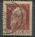 [The 90th Anniversary of the Birth of Prince Luitpold - Type I: Small 9 and no Foot on 1 in "1911". Type II: Large 9 and Foot on 1 in "1911", tip G4]