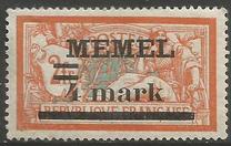 [French Postage Stamps Overprinted "MEMEL" and Surcharged, प्रकार B13]