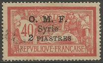 [French Postage Stamps Surcharged & Overprinted "O.M.F. - Syrie" - "Value" in 1 Line, Вид J]