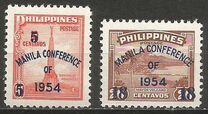 [Issues of 1947 Overprinted "MANILA CONFERENCE OF 1954" and Surcharged Value, type VL1]