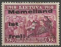 [The Reunification of Vilnus and Lithuania - With Blue overprint, type XEX2]