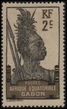 [Warrior - Inscription "AFRIQUE EQUATORIALE GABON" - Yellowish Paper, type I2]