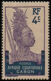 [Warrior - Inscription "AFRIQUE EQUATORIALE GABON" - Yellowish Paper, type I4]