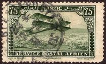 [Airmail - Plane over Casablanca - Inscribed MAROC above, POSTAL SERVICE AERIEN below, type AF]