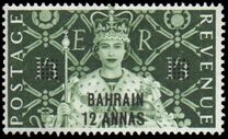 [Coronation of Queen Elizabeth II -  Great Britain Postage Stamps Overprinted "BAHRAIN" & Surcharged, type K2]