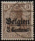 [German Empire Postage Stamps Surcharged "Fr. and C." or "Centimes" & Overprinted "Belgien", type A]