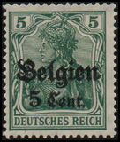 [German Empire Postage Stamps Surcharged "F and Cent" & Overprinted "Belgien", type B2]