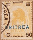 [Italian Postage Stamps Overprinted "ERITREA" in Dark Blue or Red & Surcharged, type W5]