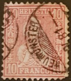 [Definitive 1881 - Sitting Helvetia - Granite Paper, type K20]