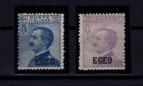 [Italian Postage Stamps Overprinted "EGEO", type B]