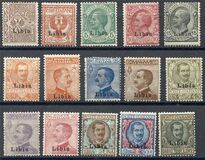 [Italian Postage Stamps Overprinted "Libia", type A]
