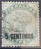 [Queen Victoria, 1819-1901 - Stamps of 1886 Surcharged "CENTIMOS", type F]