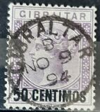 [Queen Victoria, 1819-1901 - Stamps of 1886 Surcharged "CENTIMOS", type F5]