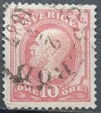 [King Oscar II Stamp of 1885 with Blue Coach Horn on Back, Tip H1]