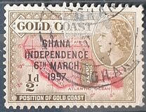 [Queen Elizabeth Stamps of 1952 of Gold Coast Overprinted "GHANA INDEPENDENCE 6TH.. MARCH, 1957", type B]