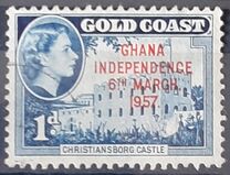 [Queen Elizabeth Stamps of 1952 of Gold Coast Overprinted "GHANA INDEPENDENCE 6TH.. MARCH, 1957", type C]