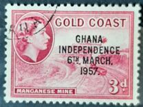 [Queen Elizabeth Stamps of 1952 of Gold Coast Overprinted "GHANA INDEPENDENCE 6TH.. MARCH, 1957", type B4]